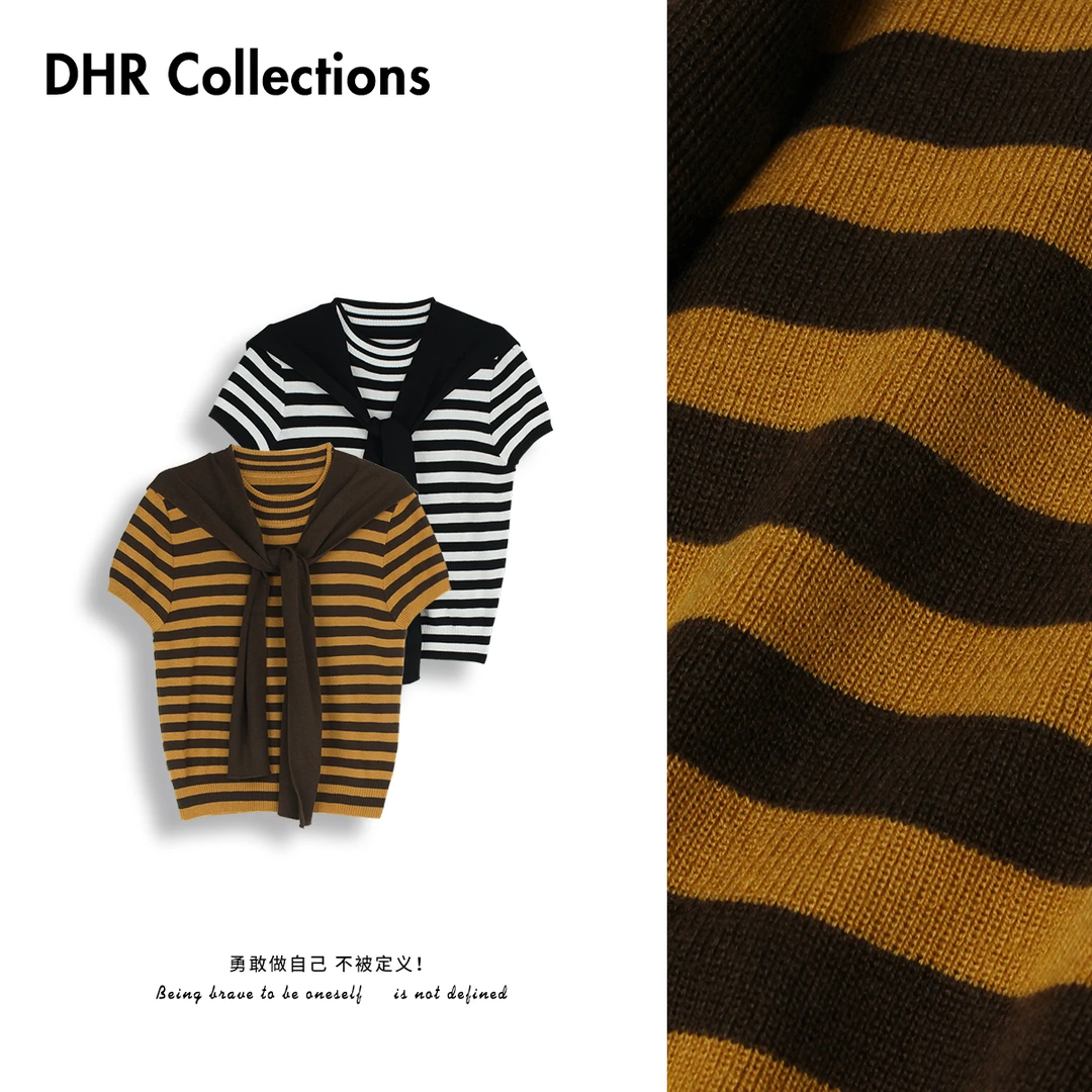 豆豆6【披肩款针织衫】羊毛+桑蚕丝韩版ins风休闲打底上衣-DQ6786