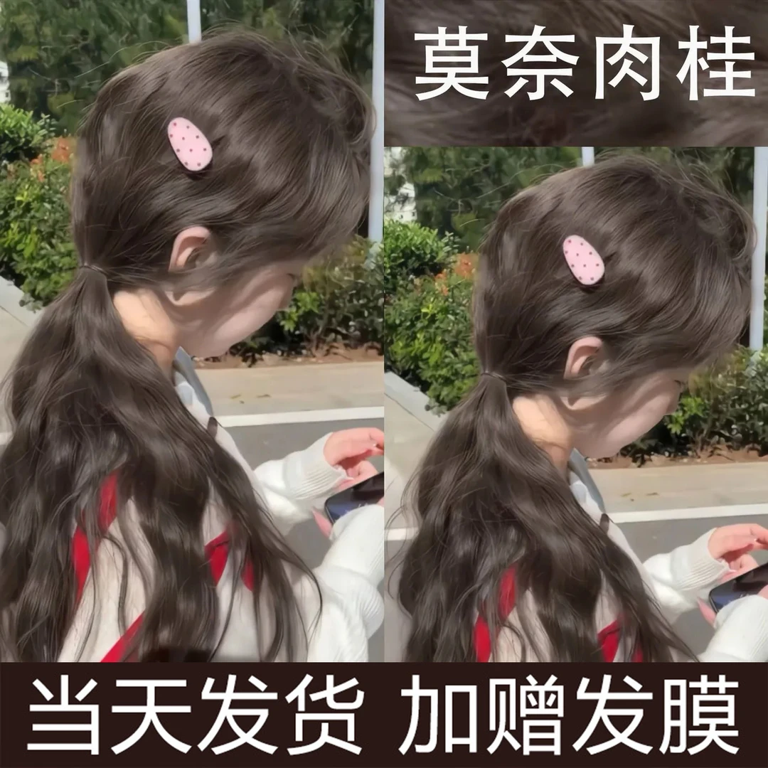 盖白发莫奈肉桂染发膏男生不伤发流行色学生染发颜色推荐无氨黑茶