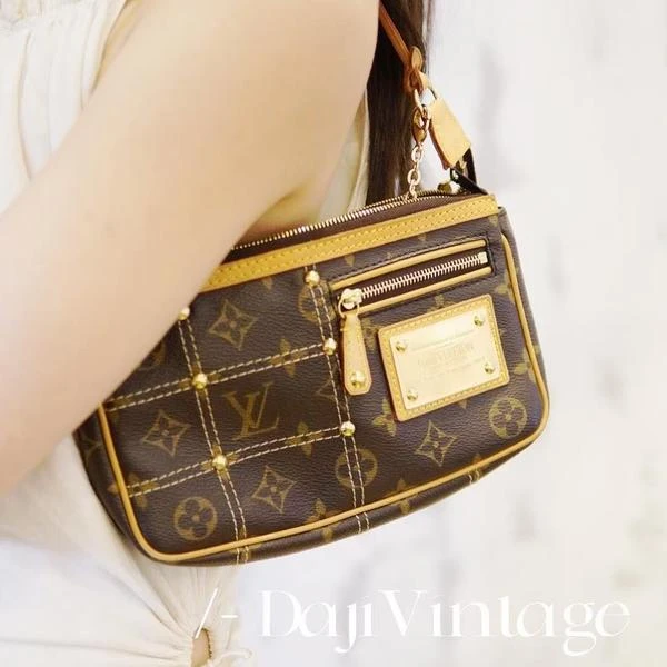 大吉中古/LV限定铆钉大麻将单肩包