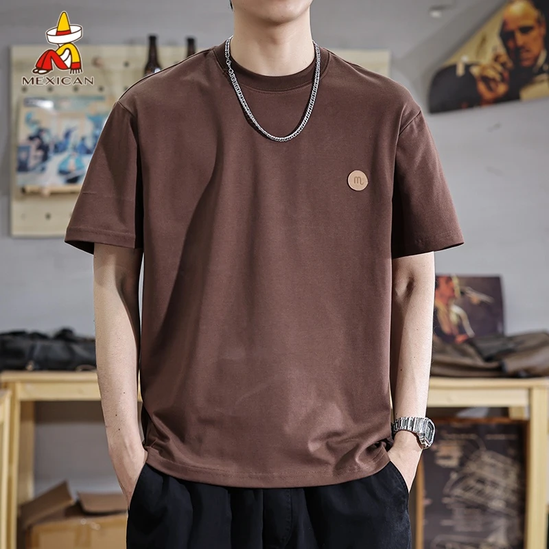 Mexican/稻草人潮牌凉感男士透气T恤短袖夏季宽松休闲大码体恤衫t