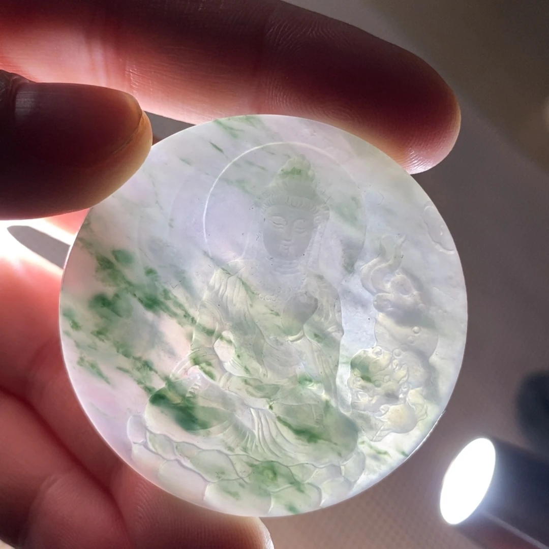 翡翠未镶嵌颈饰翡翠文殊菩萨