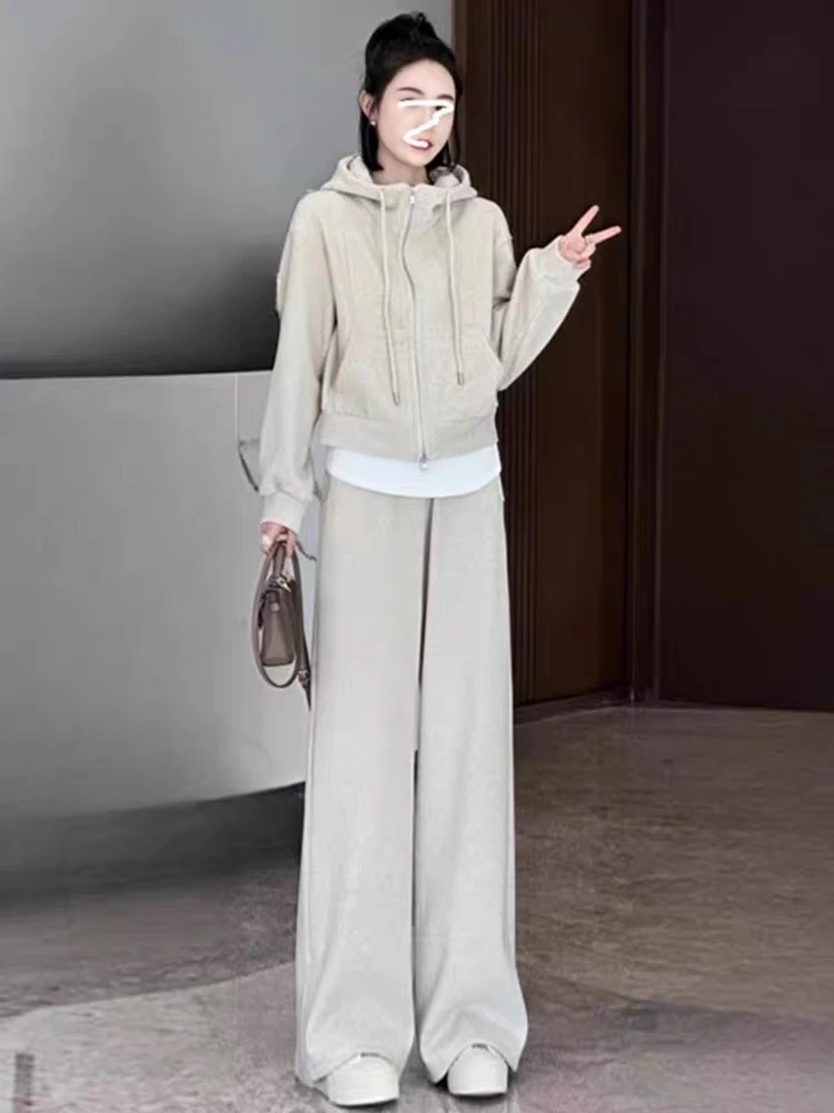 加绒休闲运动套装女春秋冬季2025年新款时尚洋气连帽卫衣两件套