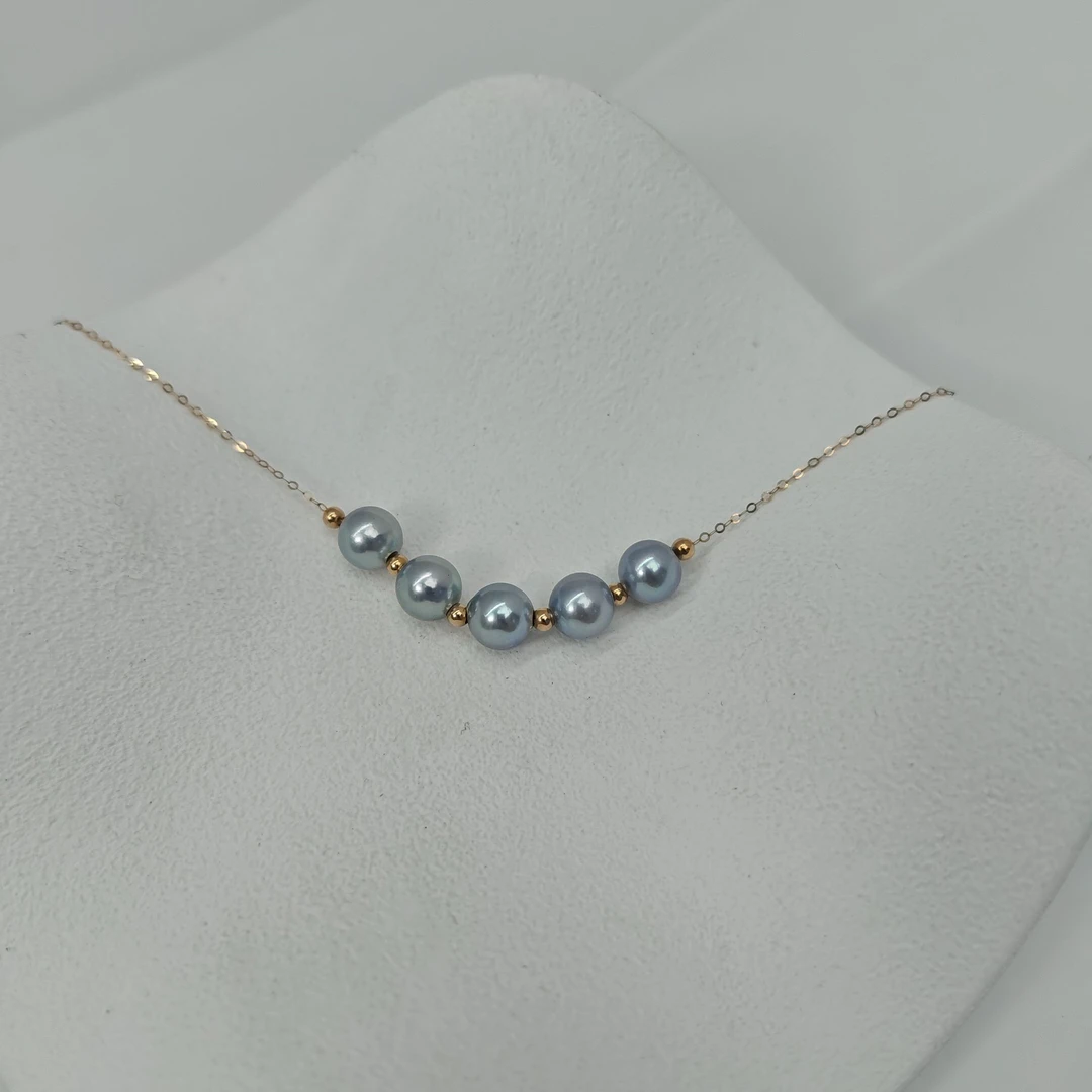 【LNDI焕霆】18K金海水珍珠真多麻微笑链6-7MM