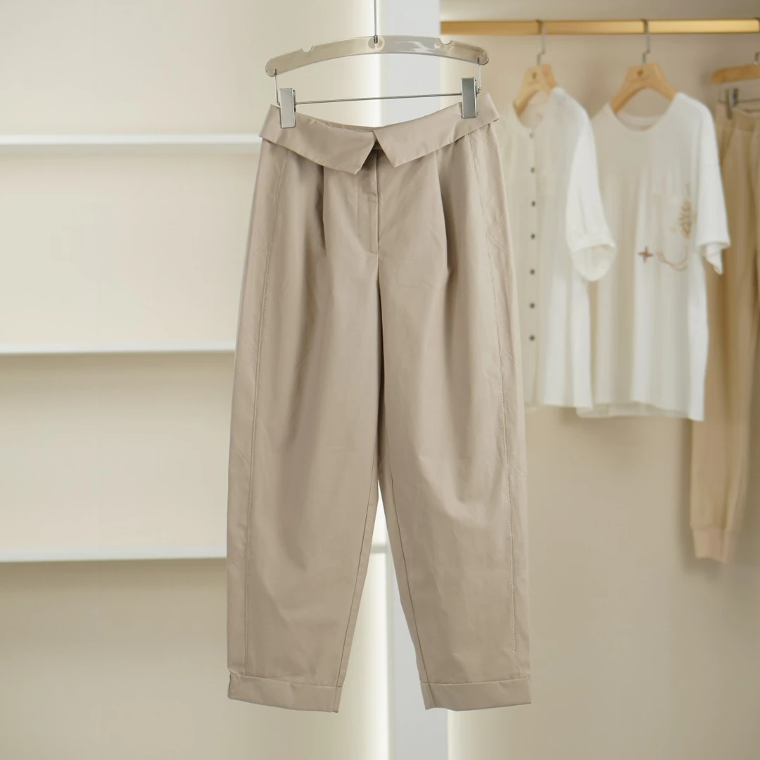 麦迪尚品【H】K519女装春夏宽松皮休闲长裤品牌专柜正品