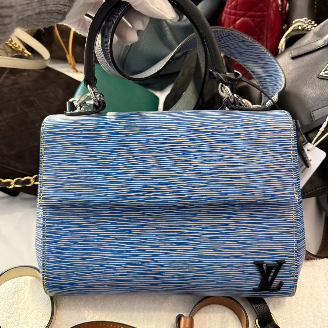 95新 LouisVuitton/路易威登 蓝色水波纹手提包/龙龙在包展