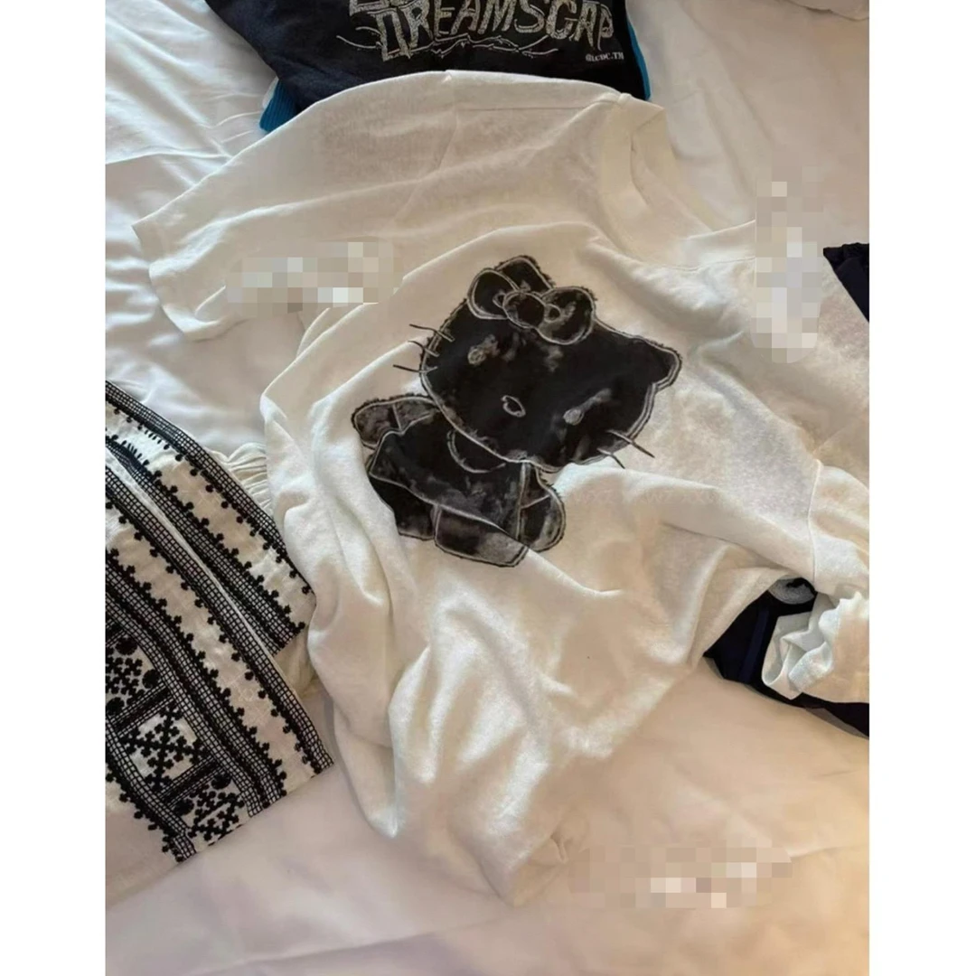 可爱黑脸KT宽松百搭上衣5620