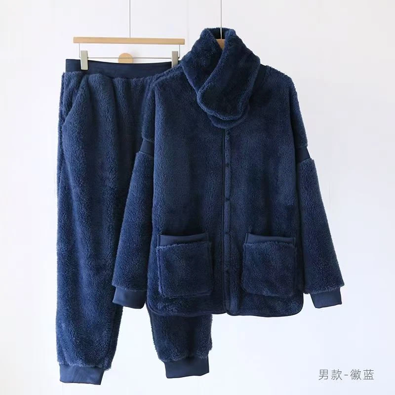 珊瑚绒情侣居家睡衣套装男士女士加厚保暖秋冬情侣新婚家居服