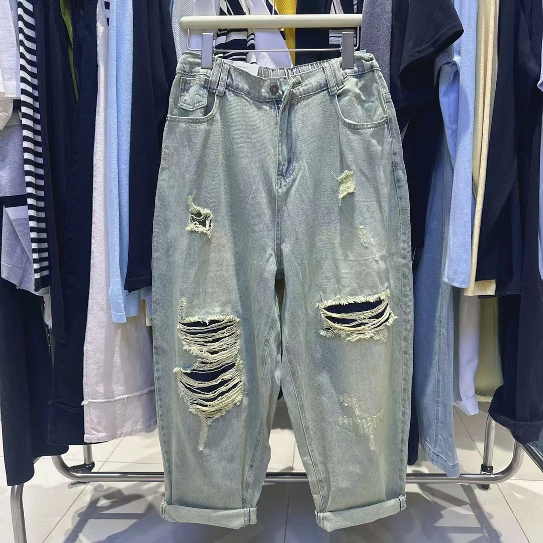 （十八家）7017假破洞时尚牛仔裤