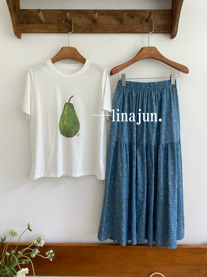 5.2夏季新款水果印花短袖碎花松紧腰半身裙