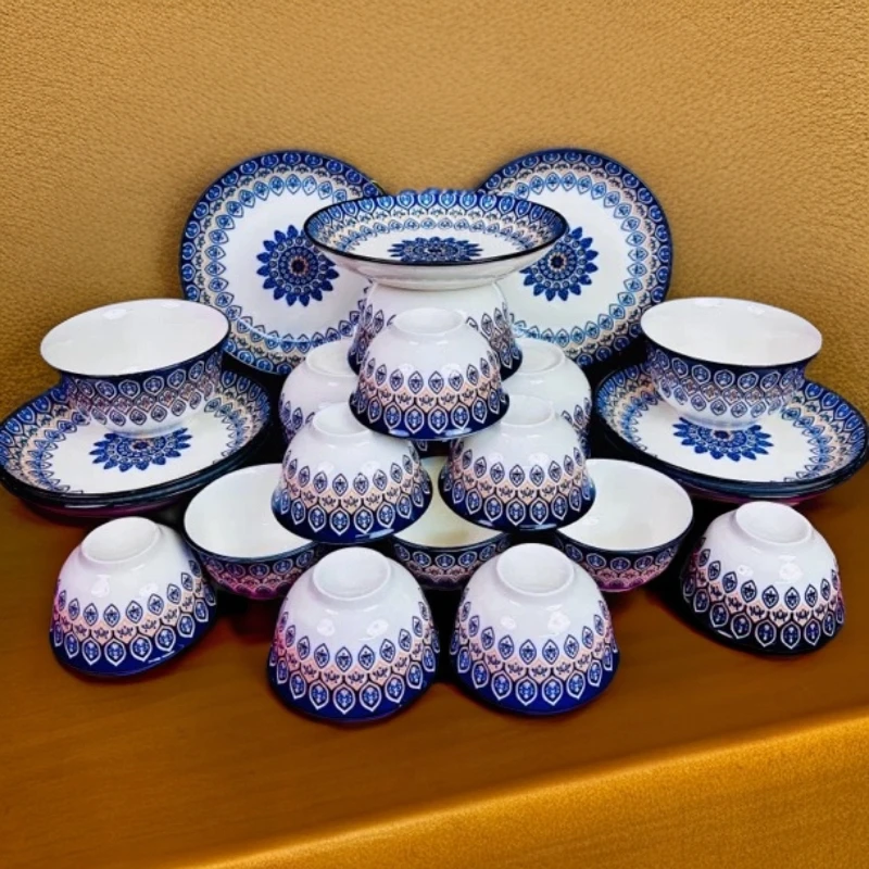 新疆包18件. Yegilik. 6qina 6piyala 6tahsa家用 陶瓷米饭