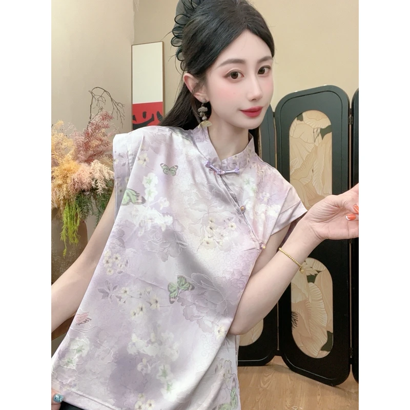 【悠悠】2025夏季新款短袖百搭显瘦新中式短袖女