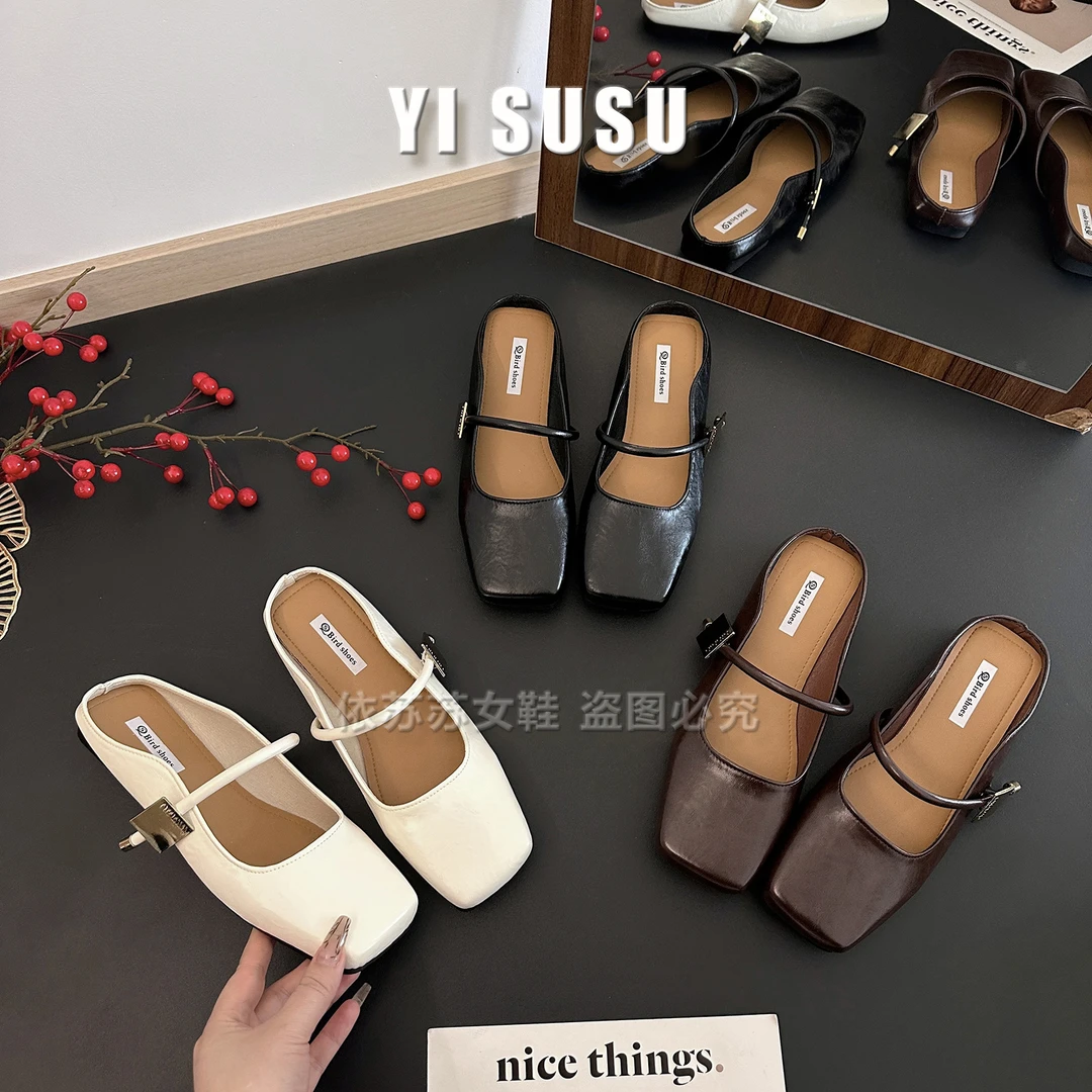 平底包头毛毛拖鞋女外穿2024新款秋冬高级感一脚蹬百搭毛绒棉拖鞋