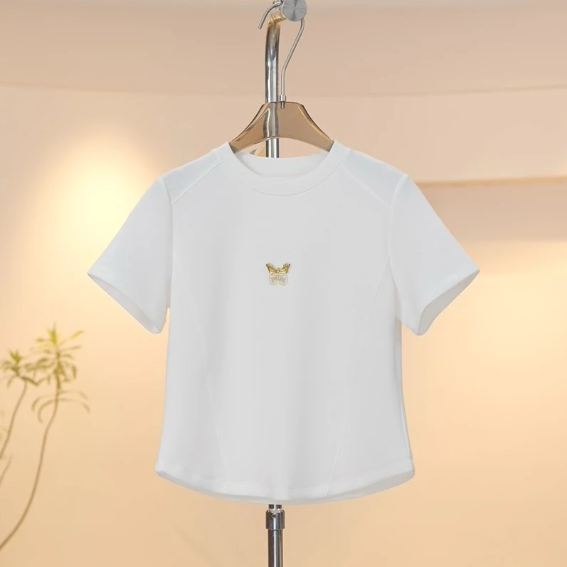 夏季新款时尚气质百搭翻领T恤纯色小V显瘦短袖女