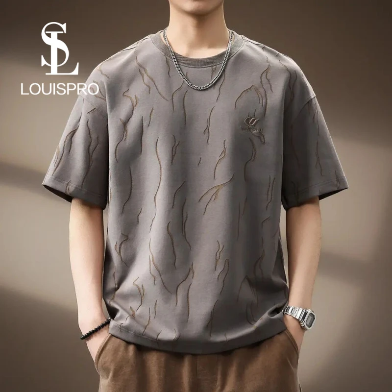 Louispro高端美式重磅设计感短袖T恤男2025夏季新款宽松