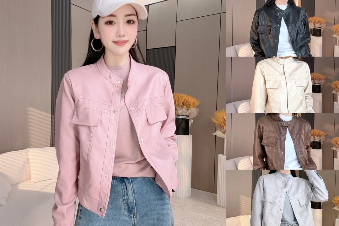 6605小皮衣女款新款春秋爆款小个子短款显瘦立领高级感机车皮夹克