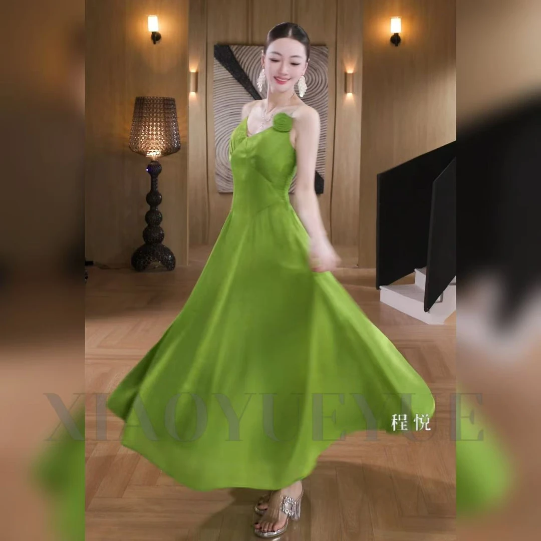 程悦夫妇【夏日高光盘】A-02080春夏时尚欧若风绿色长款气质连衣裙