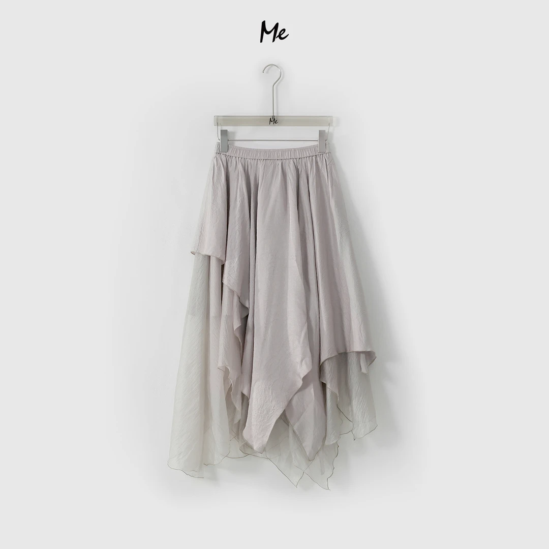 ME【100%醋酸不规则半裙】斜裁高腰遮胯显瘦时尚百搭半身裙MESS6536
