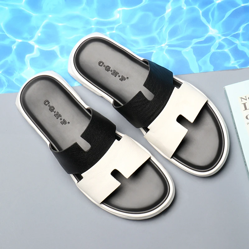 【简约黑白一脚蹬】夏季新品男士凉拖鞋百搭户外一字拖时尚防滑拖鞋