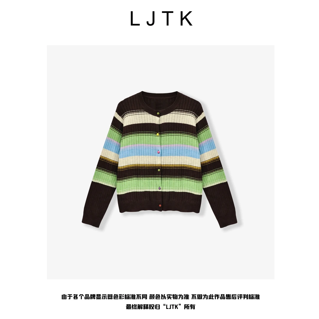 福利款彩织者——【LJTK】25FW彩色横条美丽时尚小开衫