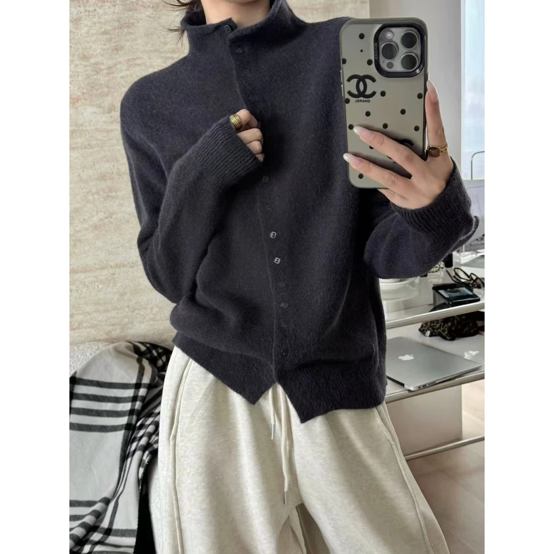 SP【洋气小外套内搭】羊毛女高领单排扣洋气针织衫开衫外套内搭打底