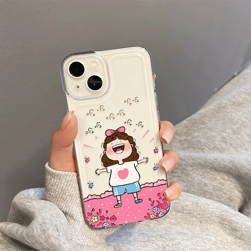 大笑女孩iPhone16手机壳15苹果14软13小米vivo华为适用创意简约潮