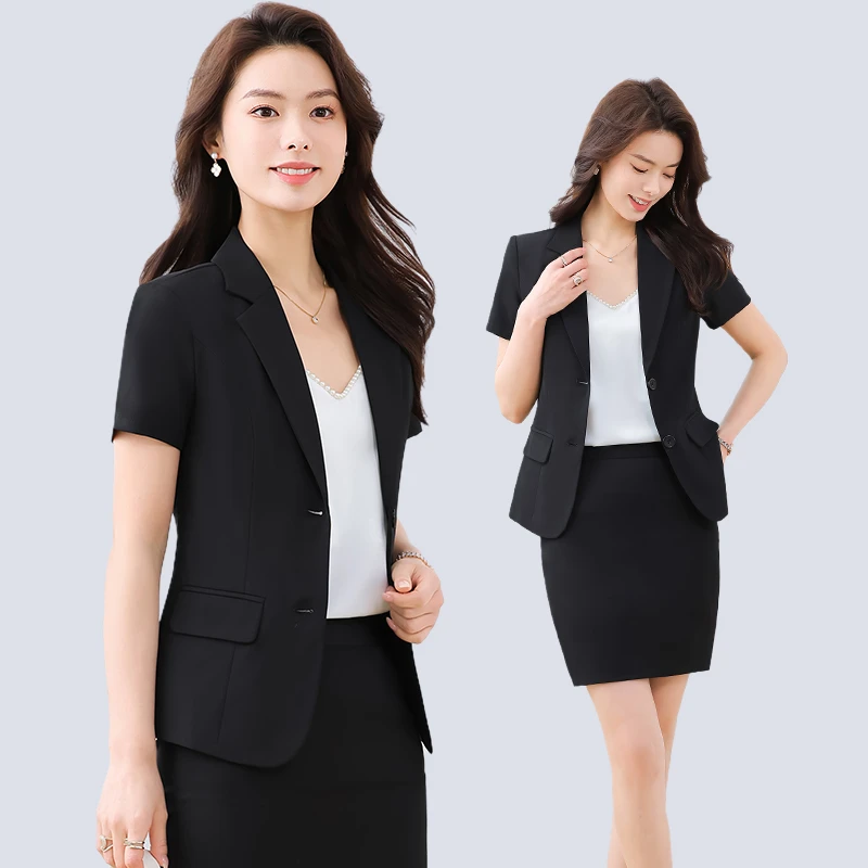 夏季西装套装女薄款2025新款职业正装短袖西服外套酒店经理工作服