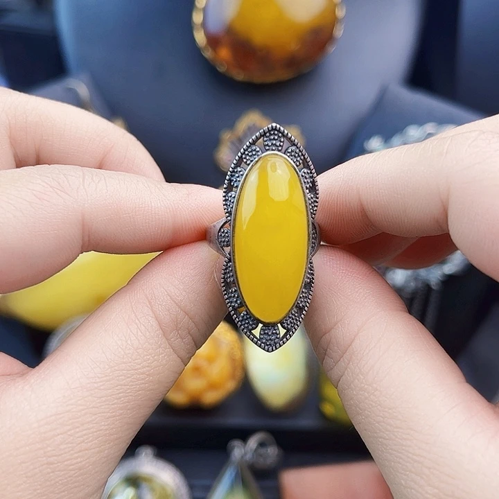 琥珀银S925镶嵌裸石