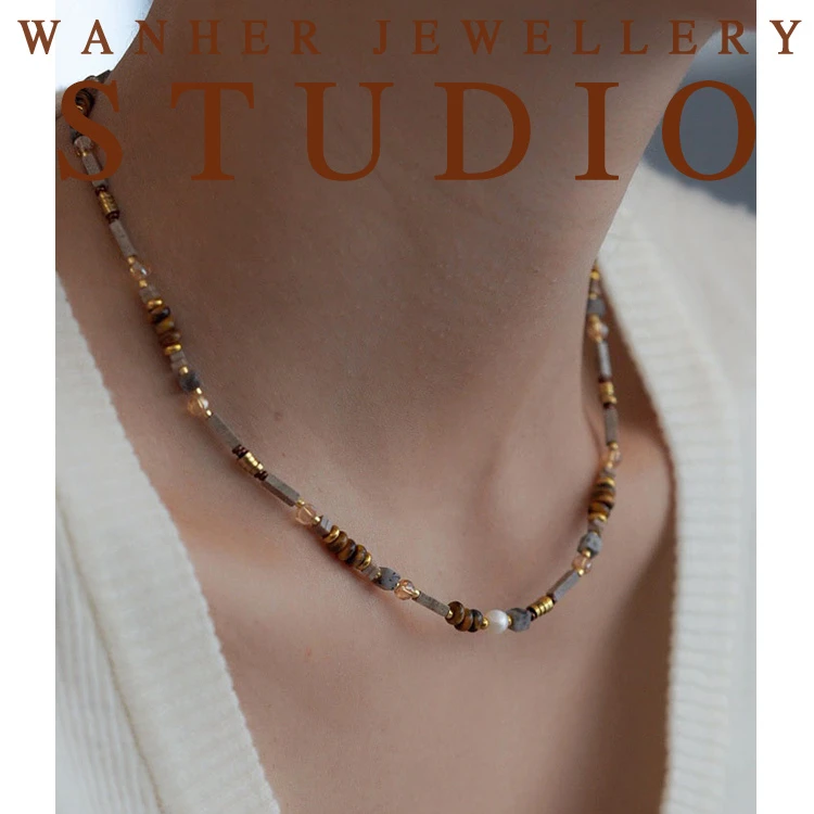 钛钢项链 【惗旧】新中式手工项链小众设计感串珠颈链锁骨链X028