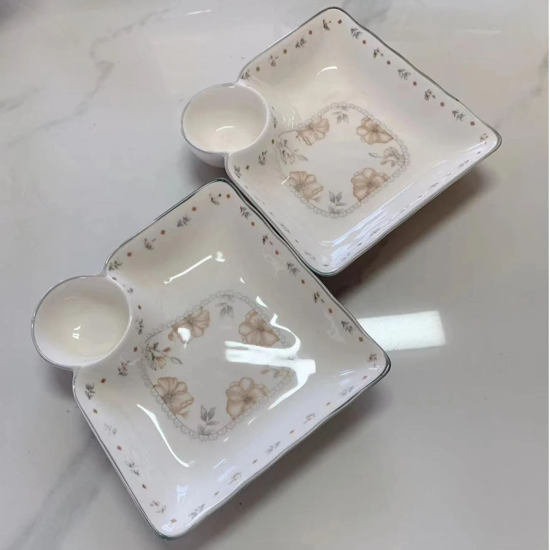 【对角9英寸夏茉饺子盘2个装】破损补发