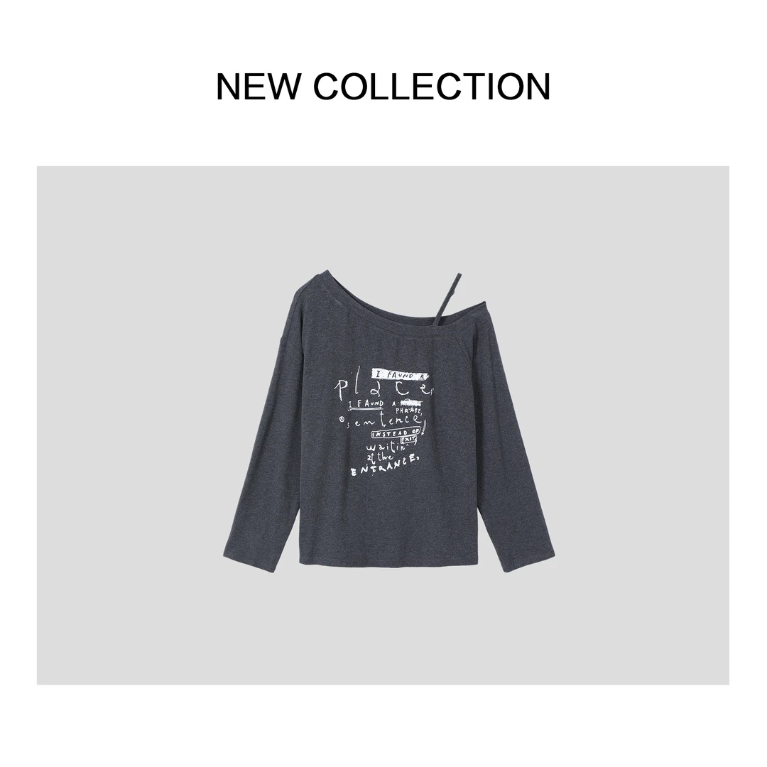 【楚楚君专属】潮流不对称肩带设计上衣 T3538012