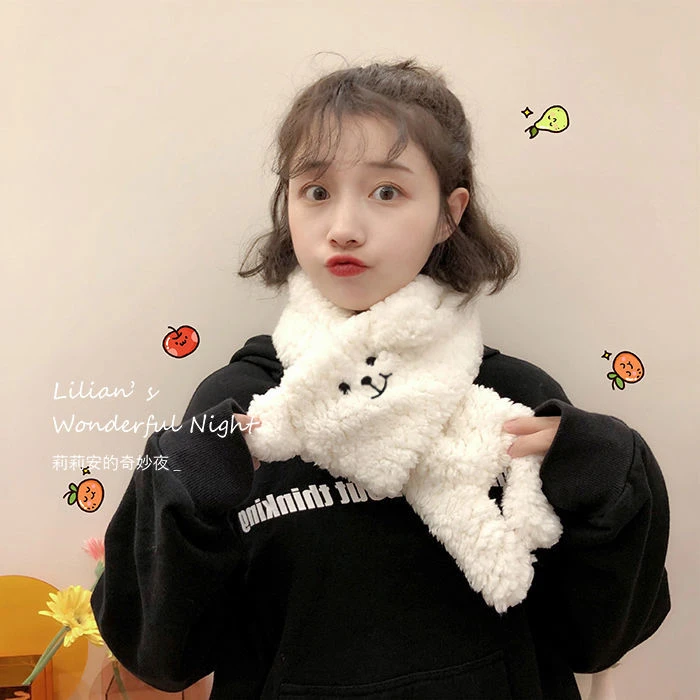 莉莉安|歪嘴小熊围巾ins风高颜值新款冬季保暖围脖女学生韩版可爱