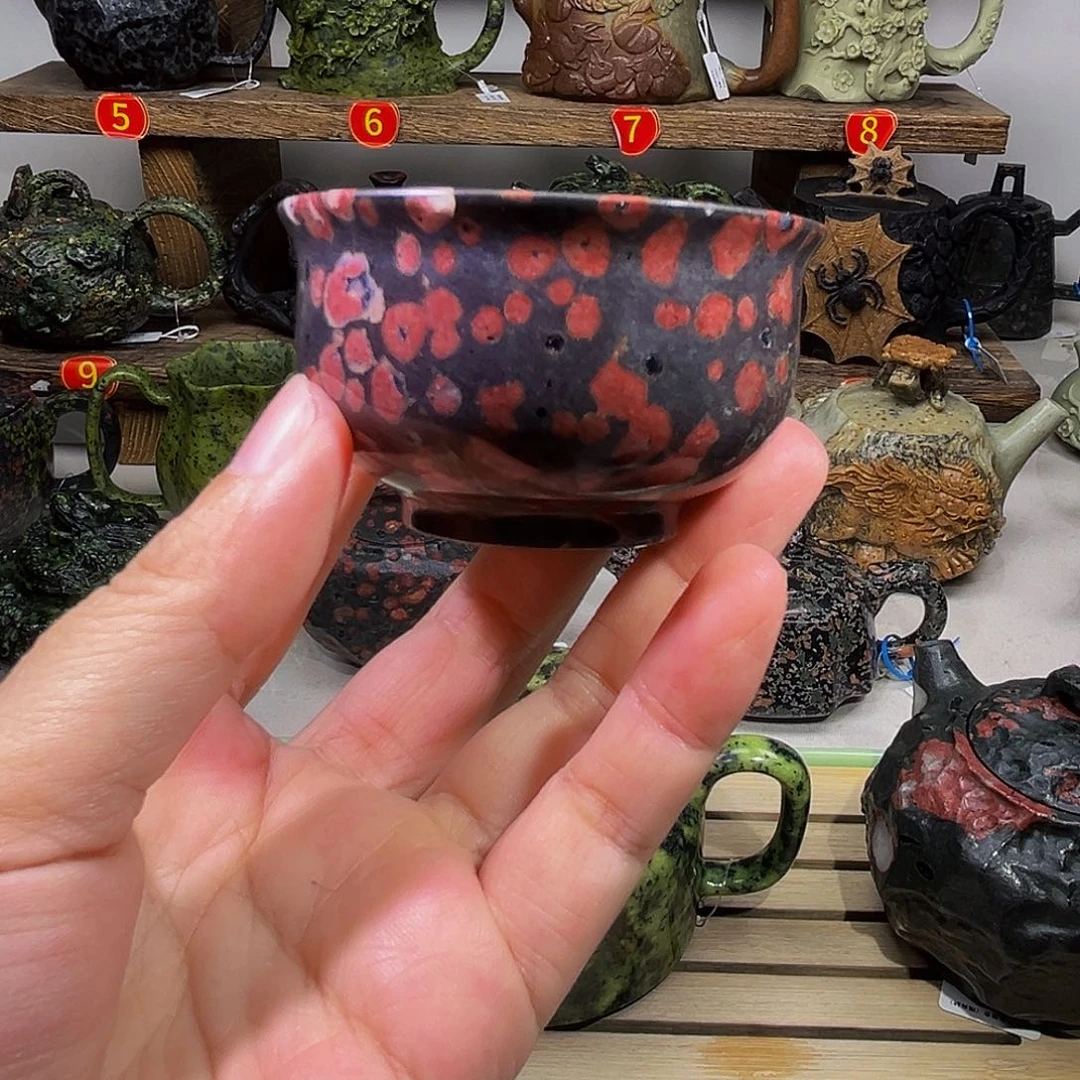 石材梅花玉安山玉品茗杯50c