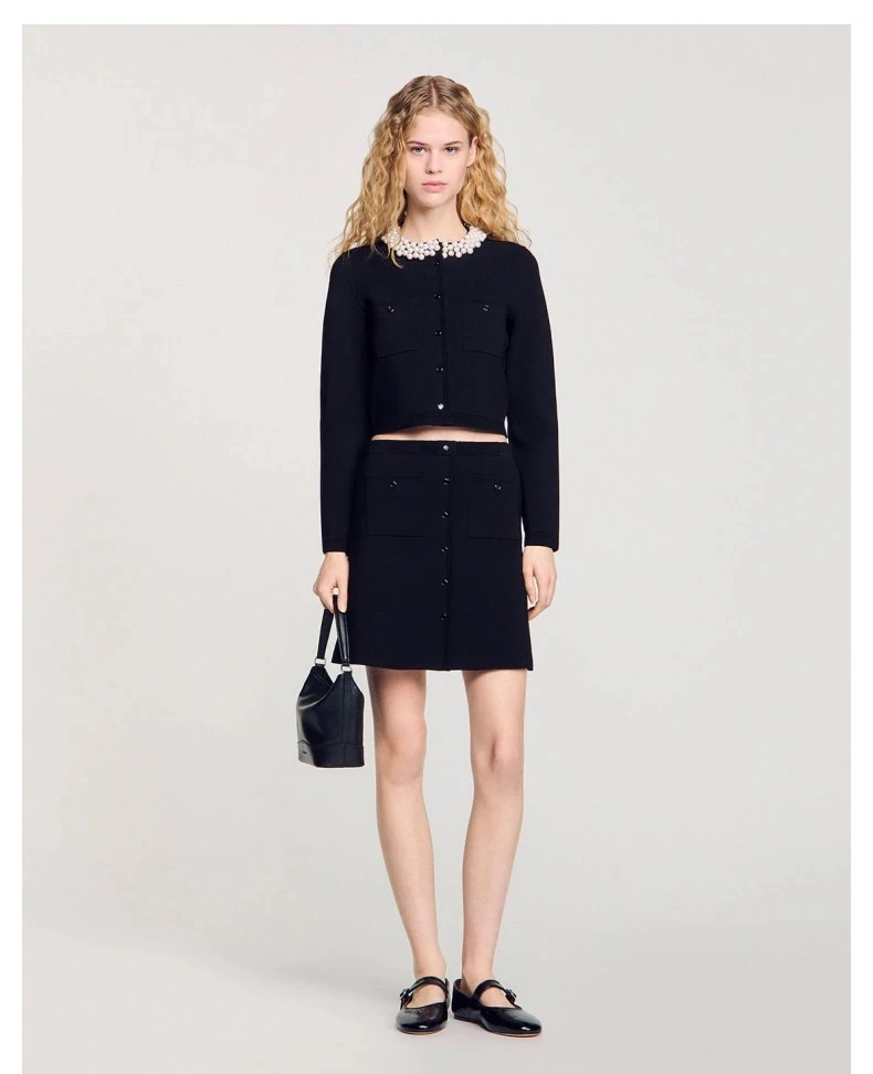 SD法式优雅珠饰亮钻圆领外套25DM051