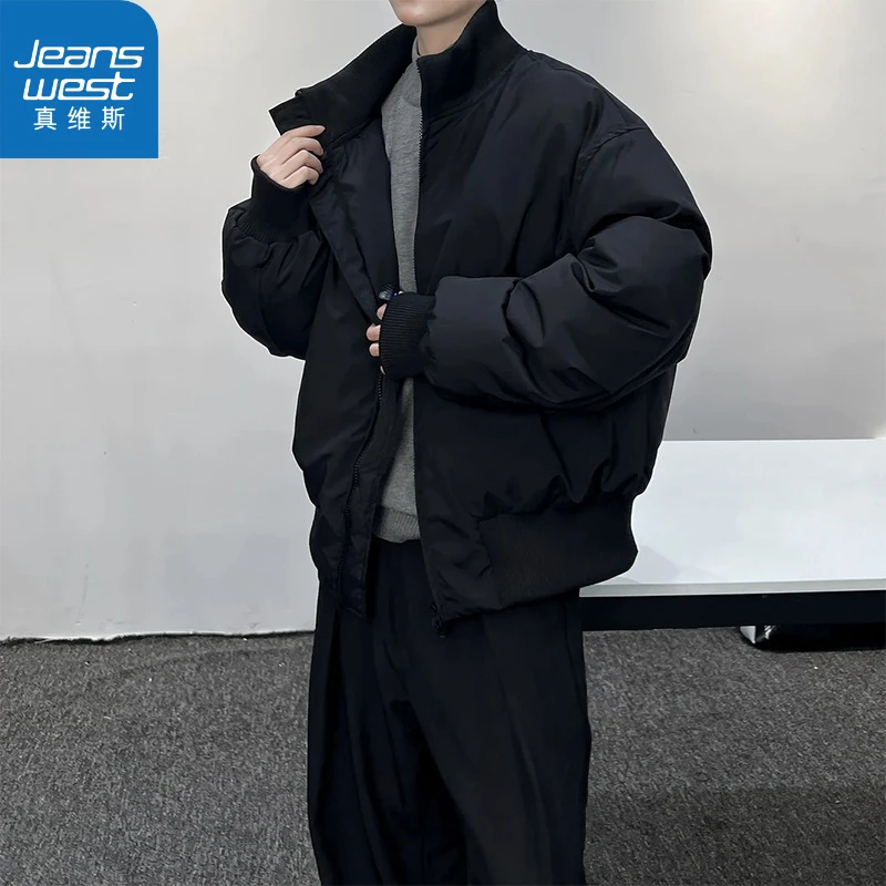 真维斯美式cleanfit外套男冬廓形飞行夹克羽绒服痞帅短款立领棉衣