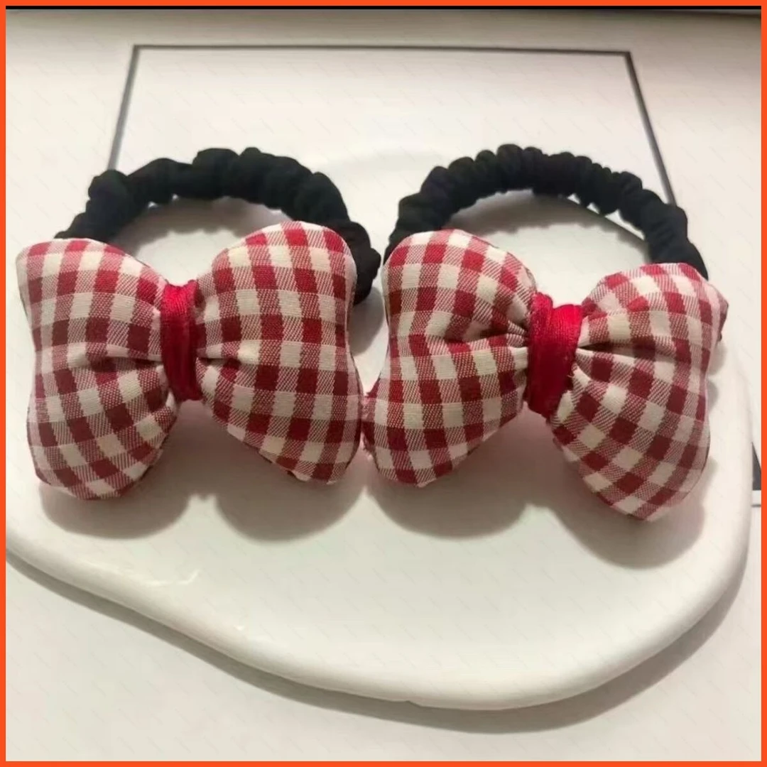 蝴蝶结头绳可爱头发头饰发绳红色充棉立体新年头饰发绳秋冬款饰品