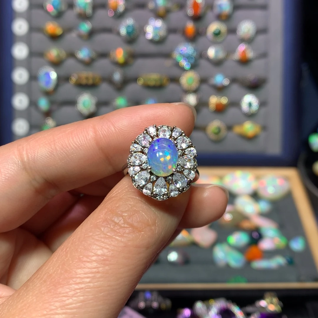 欧泊戒指款式银S925镶嵌?****?