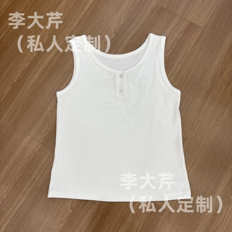 三纽扣背心内外搭A  夏季薄款无袖宽吊带上衣宽松显瘦时尚百搭