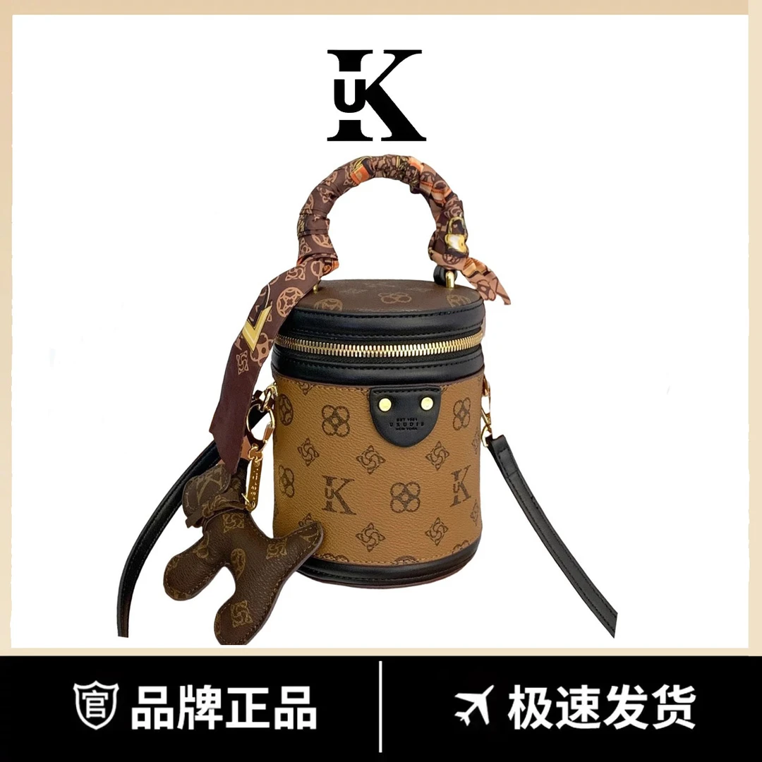 时尚百搭斜挎水桶包单肩包包女质感手机包复古手提发财桶轻奢休闲