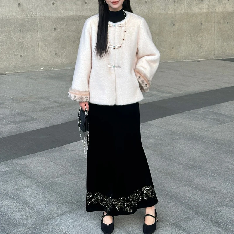 松弛感时尚纯色百搭外套裙子2025秋冬温柔贵气通勤时髦两件套女