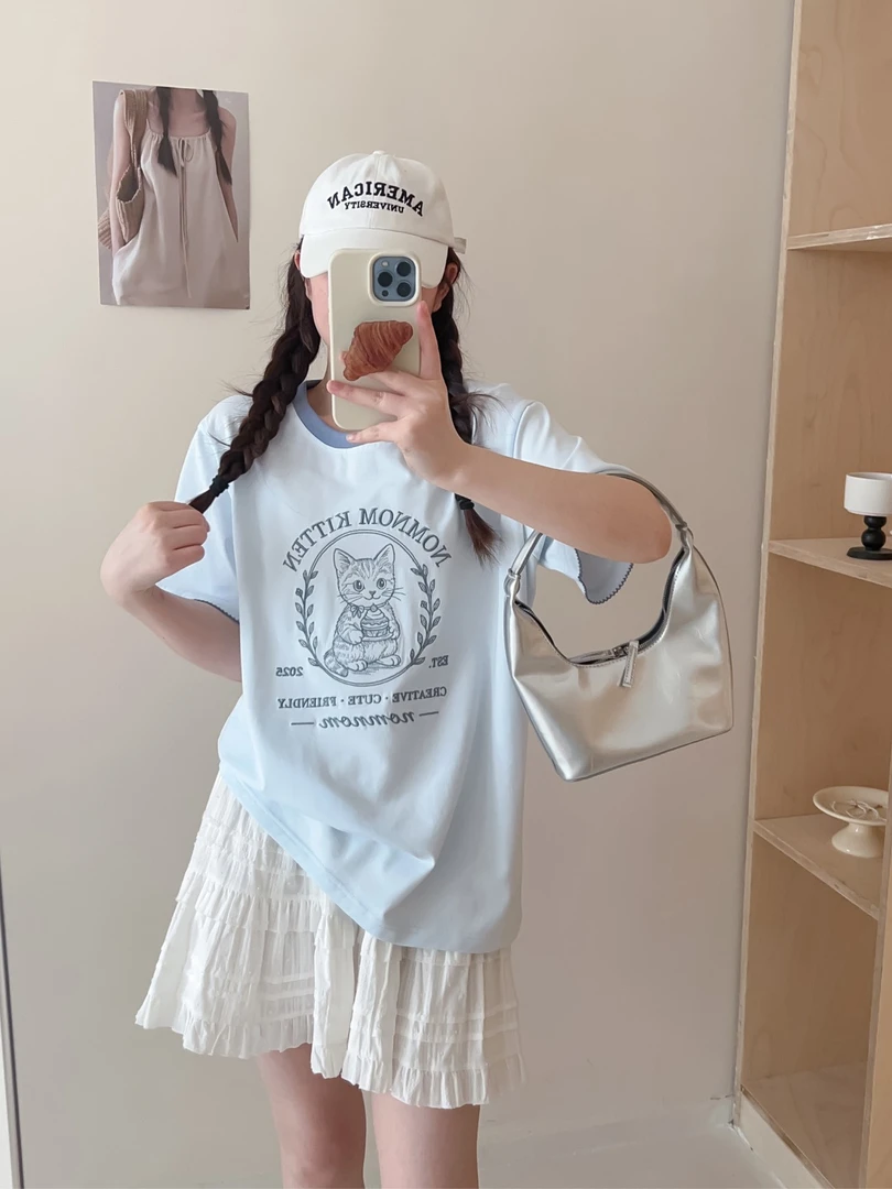 新号蕊蕊【101-199】新款短袖夏季韩版宽松时尚INS卡通休闲上衣T恤