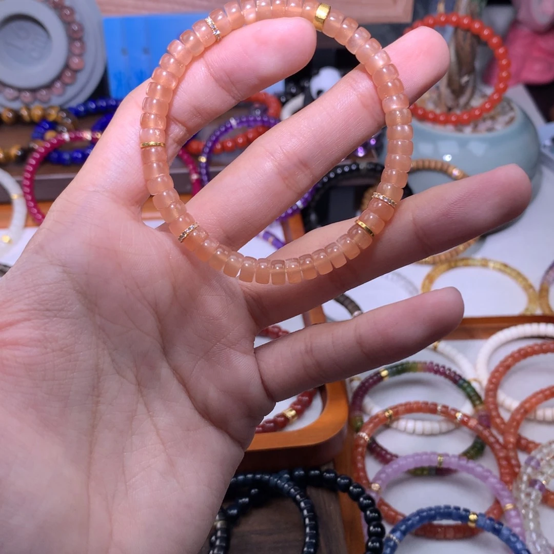 长石手链银S925镀金镶嵌