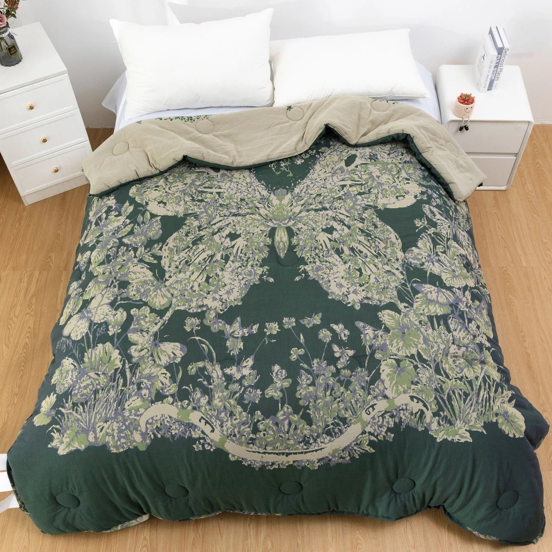 （蝶梦）2.0M*2.3M高端双层纱纯棉柔软亲肤可机洗大豆春秋被