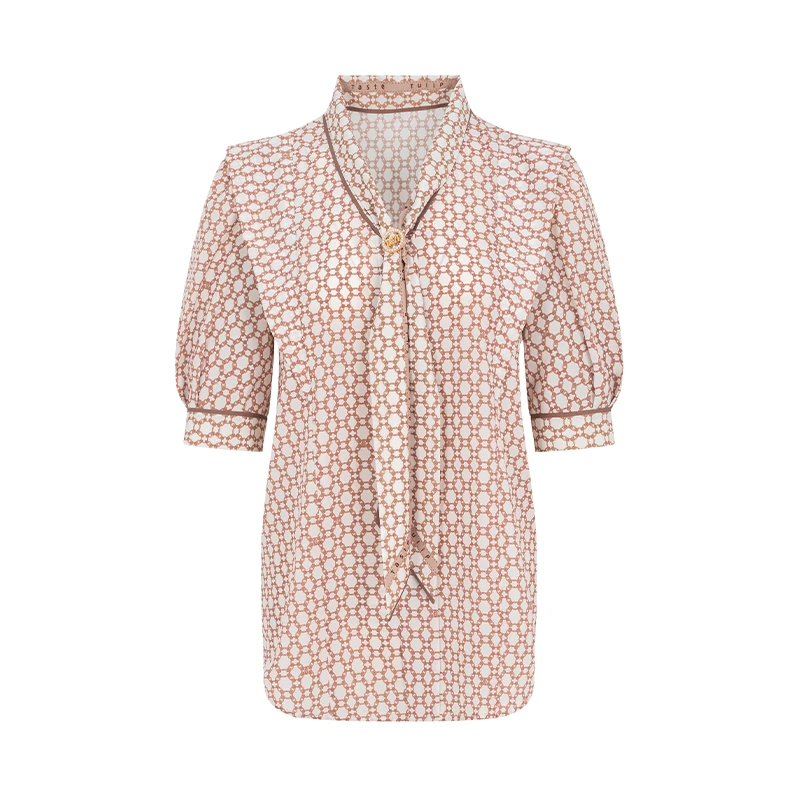 【直播专享】商场同款抗皱多功能丝巾领提花上衣N044A32043