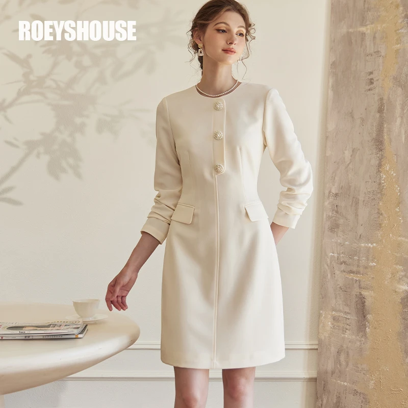 【罗衣】罗衣日本进口面料连衣裙2025春法式小香风米白色裙子09278