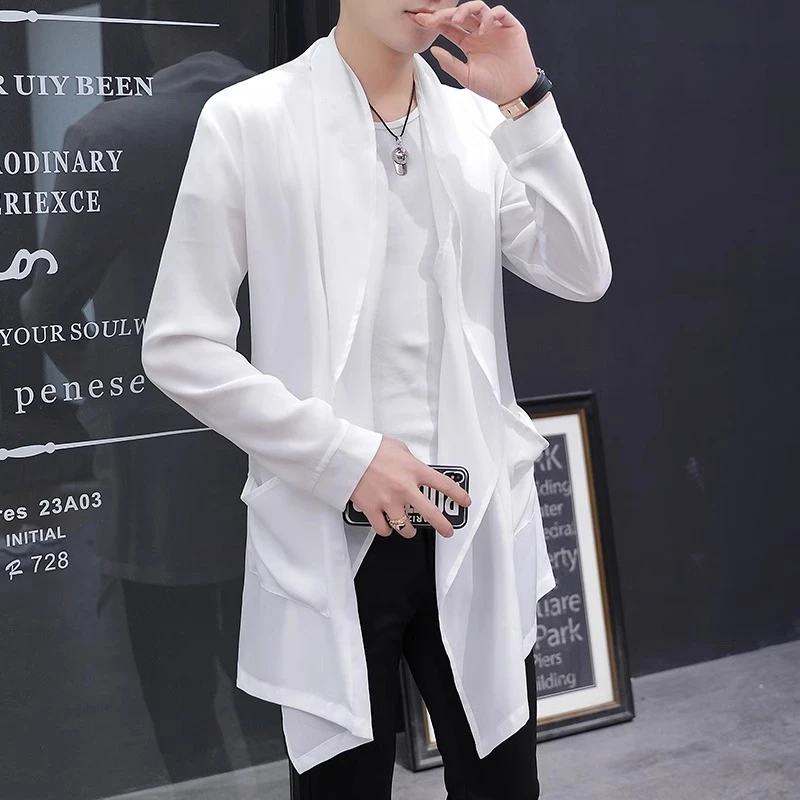 2025夏季防晒服男士夹克超薄款透气中长款披风外套潮流户外皮肤衣