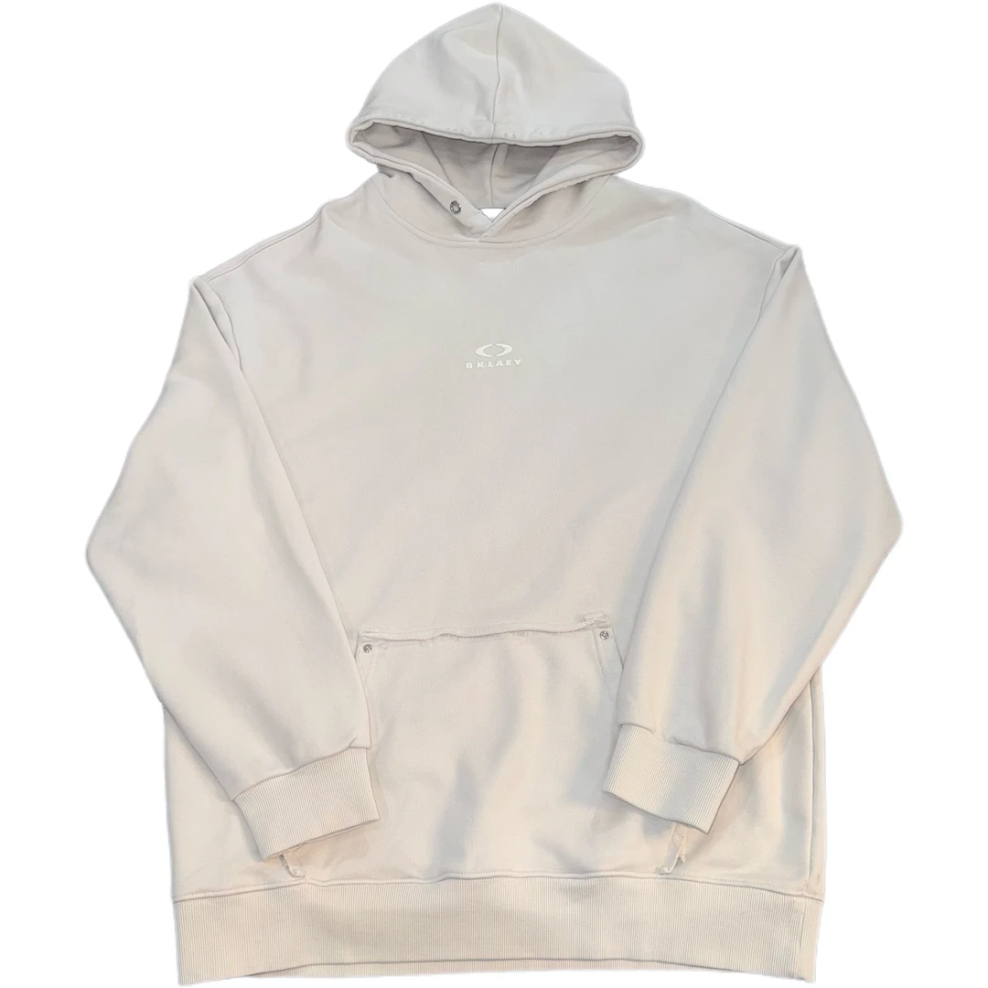 连帽简约纯色立体印花重磅宽松套头卫衣2206