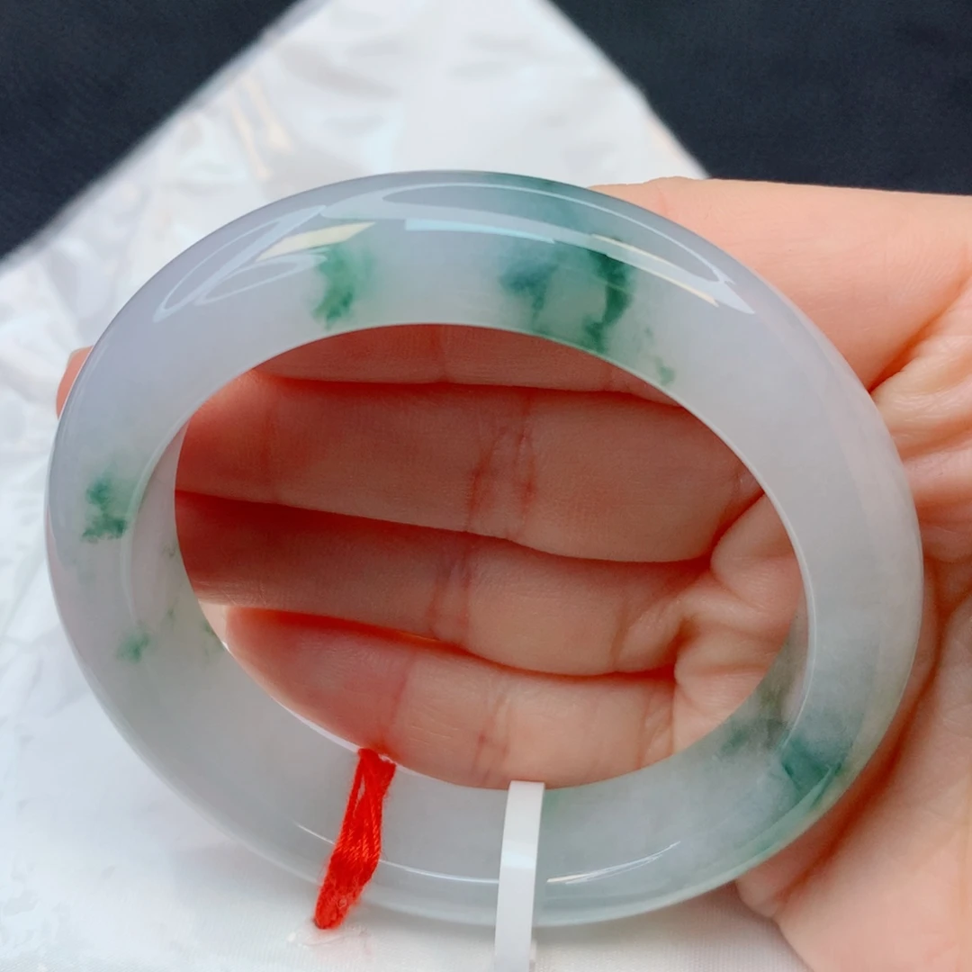 翡翠未镶嵌手镯53-54冰胶灵动飘花