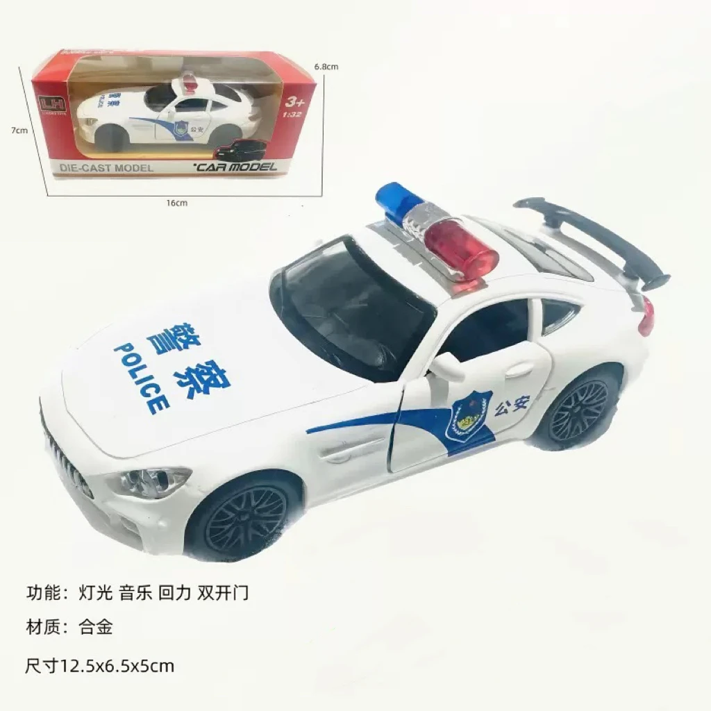 仿真合金警车特警皮卡110救护车出租车越野车带声光回力玩具车模