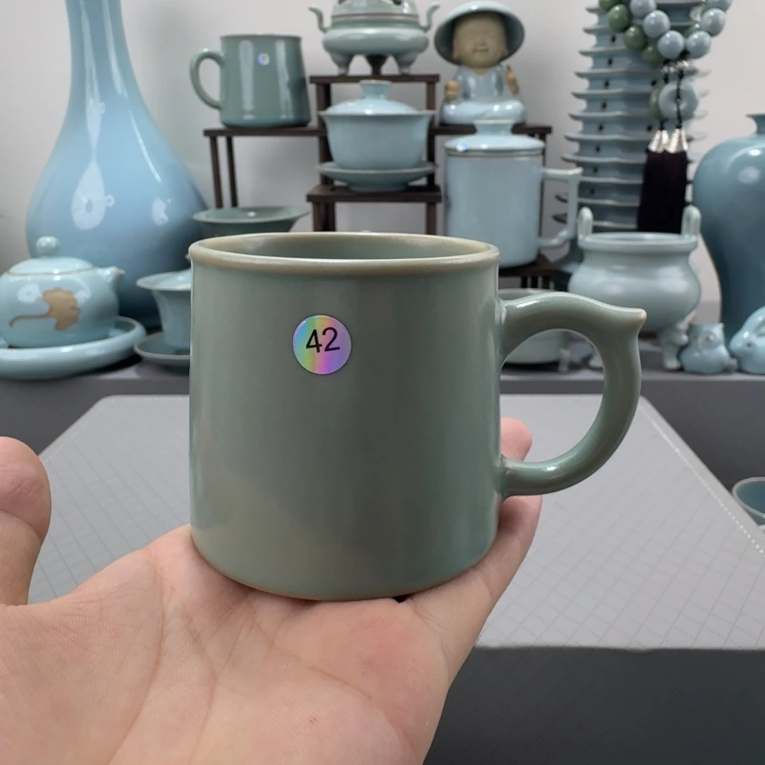摆件微微瑕汝窑仿古釉小号马克杯