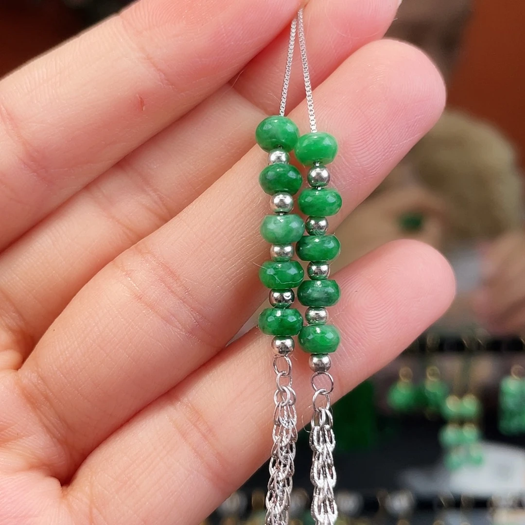 翡翠银S925镶嵌耳饰